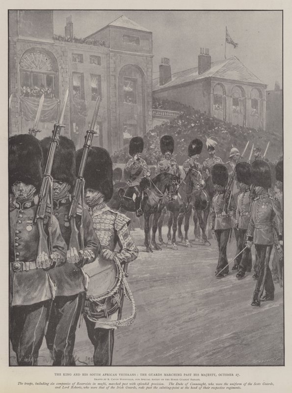 De koning en zijn Zuid-Afrikaanse veteranen, de wacht marcheert langs Zijne Majesteit, 27 oktober door Richard Caton Woodville junior