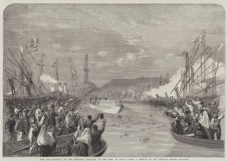 De Oorlog, Aankomst van Keizer Napoleon in de Haven van Genua door Richard Principal Leitch