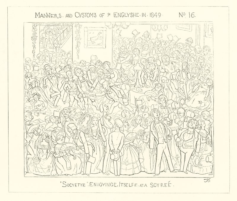 De samenleving geniet van een soiree door Richard Doyle