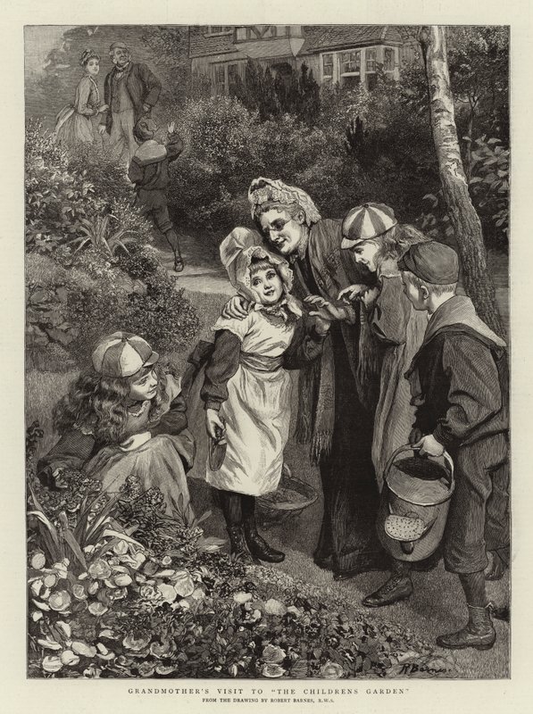 Bezoek van grootmoeder aan de kindertuin door Robert Barnes