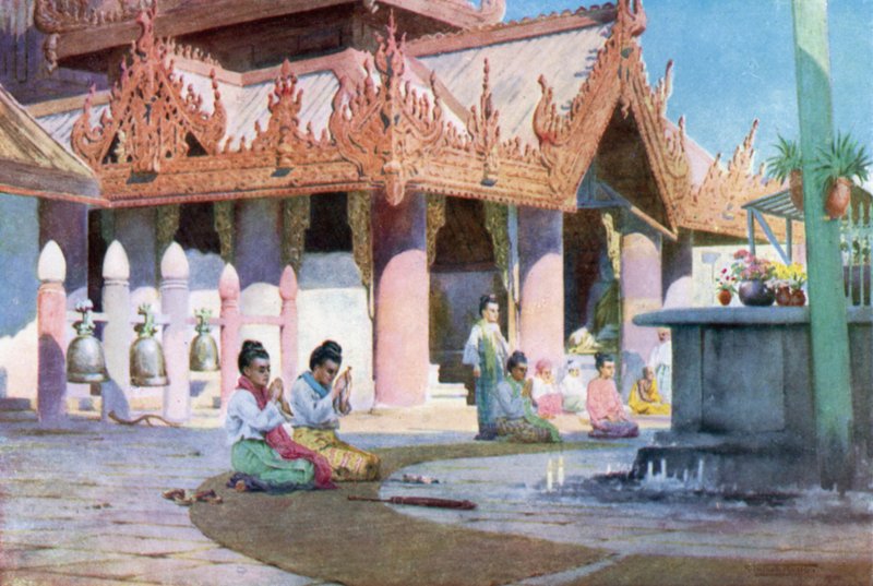 Gebed op het Pagode Platform, Prome door Robert George Talbot Kelly