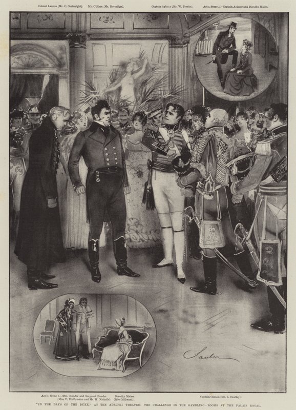In de dagen van de hertog, in het Adelphi Theatre, de uitdaging in de gokkamers van het Palais Royal door Robert Sauber