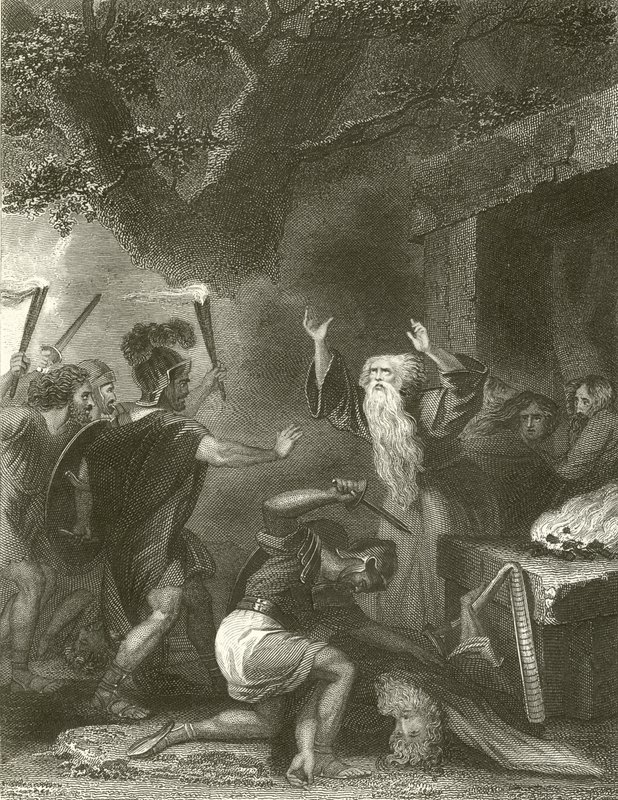 Het bloedbad van de Druïden (gravure) door Robert (after) Smirke