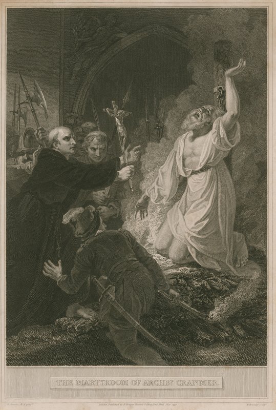 De marteldood van aartsbisschop Cranmer door Robert Smirke