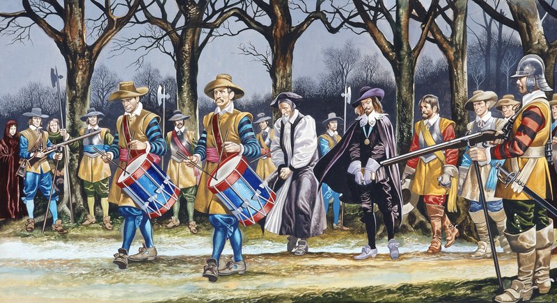 De laatste wandeling van Charles I (gouache op papier) door Ron Embleton
