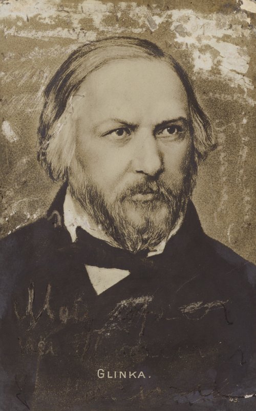 Mikhail Ivanovitsj Glinka, Russische componist (1804-1857) door Russian School