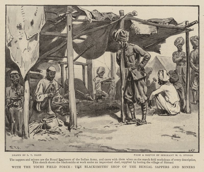Met de Tochi Field Force, de smederij van de Bengal Sappers and Miners door S.T. Dadd