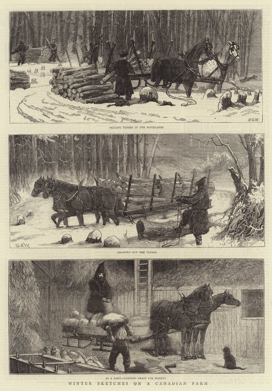 Winter Schetsen op een Canadese Boerderij door Samuel Edmund Waller