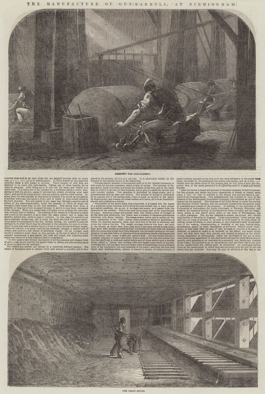 De fabricage van geweerloop, in Birmingham door Samuel Read