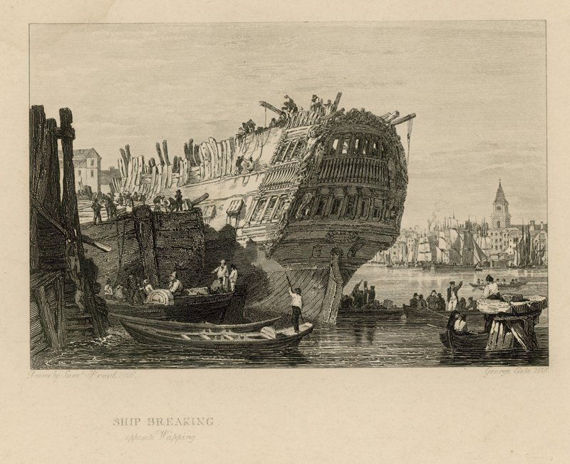 Scheepssloperij tegenover Wapping door Samuel Prout