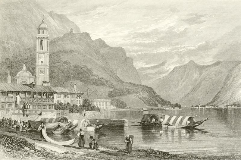 Het Comomeer, Italië door Samuel Prout