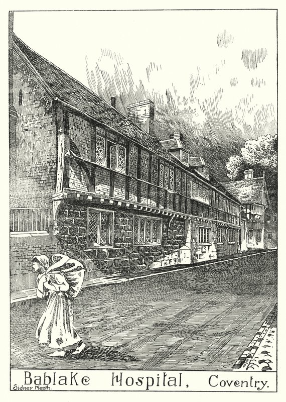 Bablake Hospital, Coventry (gravure) door Sidney Heath