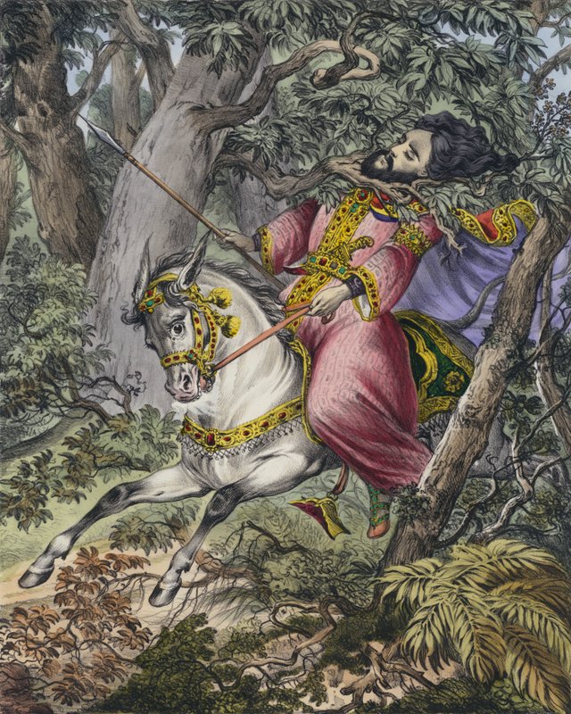 De dood van Absalom (gekleurde gravure) door Siegfried Detler Bendixen