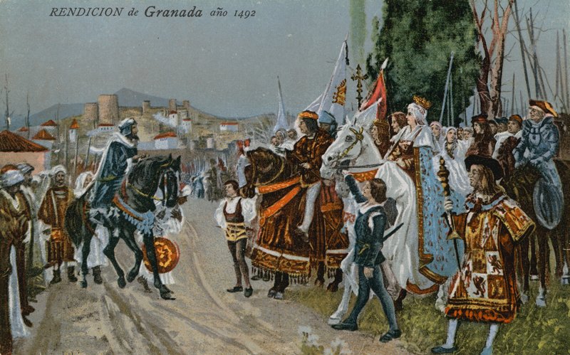 De overgave van Granada, 1492 door Spanish School