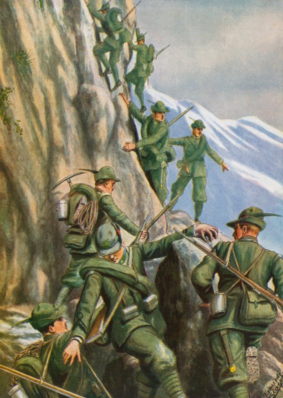 Heroïsche Italiaanse bergtroepen door Tancredi Scarpelli