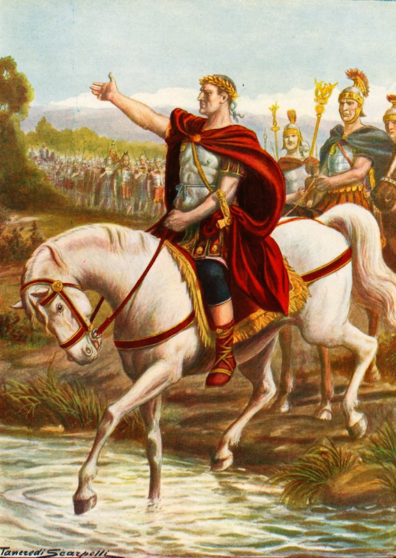Julius Caesar steekt de Rubicon over door Tancredi Scarpelli