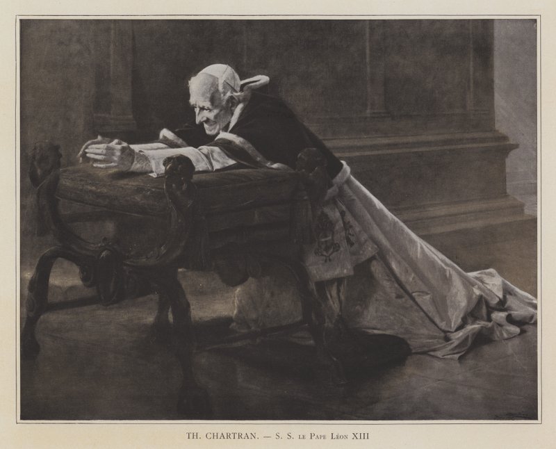 Paus Leo XIII (litho) door Theobald (after) Chartran