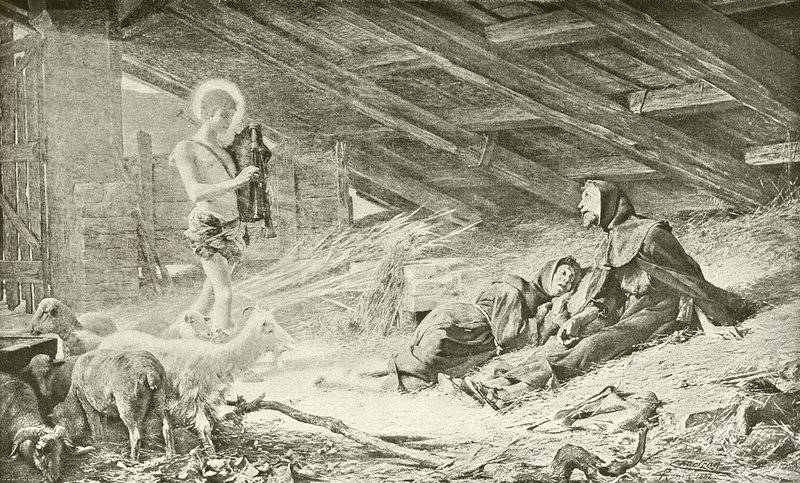 De visie van St. Franciscus (gravure) door Theobald Chartran