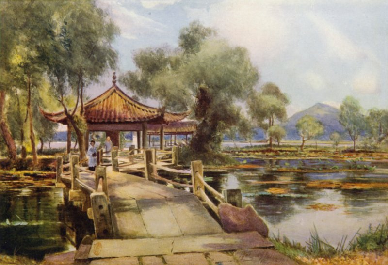 Hangchow, Lotus Eiland, Westmeer door Thomas Hodgson Liddell