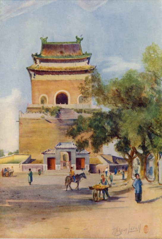 Peking, de Klokkentoren door Thomas Hodgson Liddell