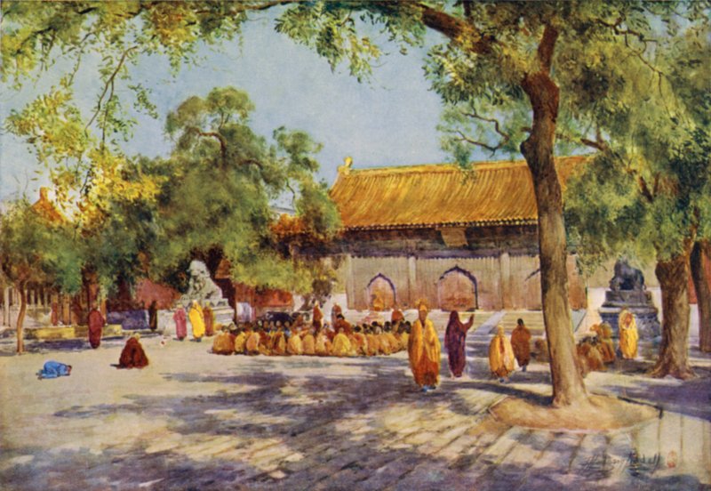 Peking, de Lama-tempel door Thomas Hodgson Liddell