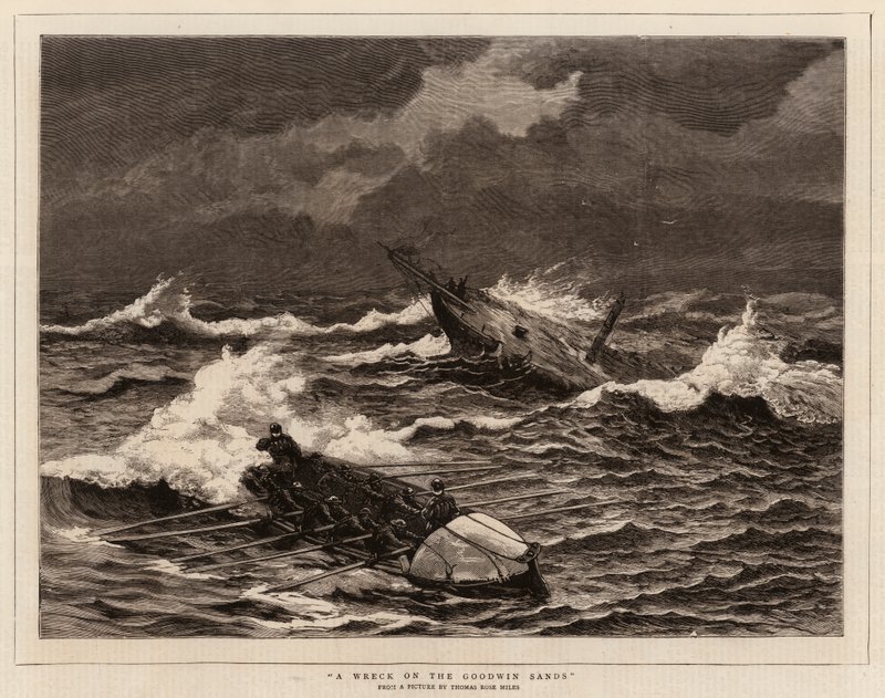 Een wrak op de Goodwin Sands door Thomas Rose Miles