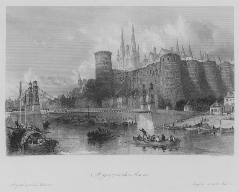 Angers, aan de Maine (gravure) door Thomas (after) Allom