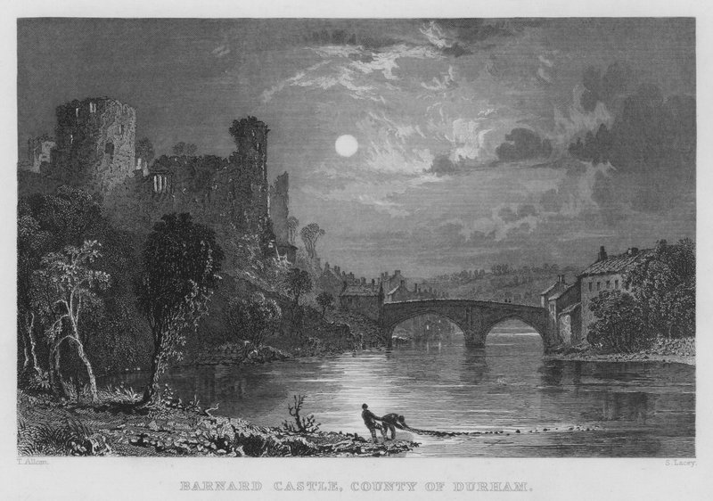 Barnard Castle, County of Durham (gravure) door Thomas (after) Allom