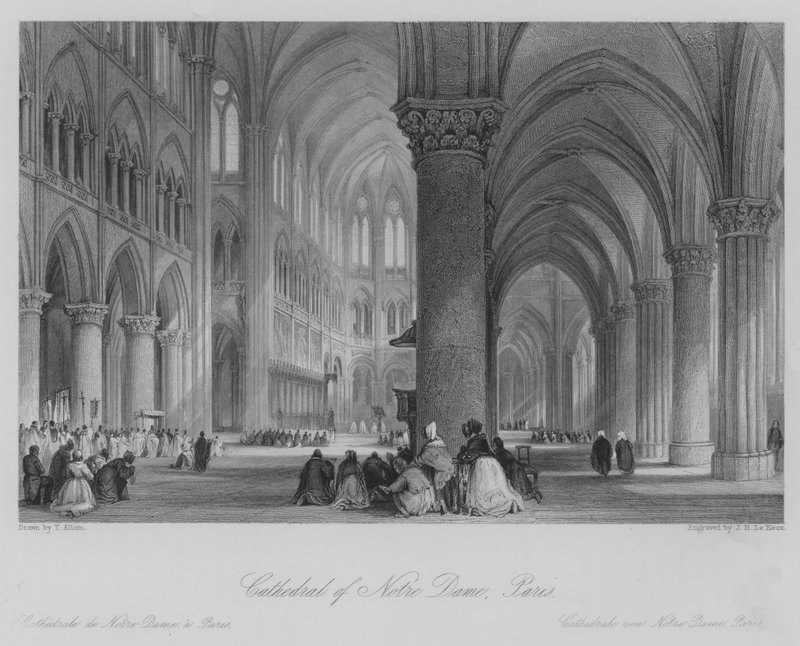 Kathedraal van Notre Dame, Parijs (gravure) door Thomas (after) Allom