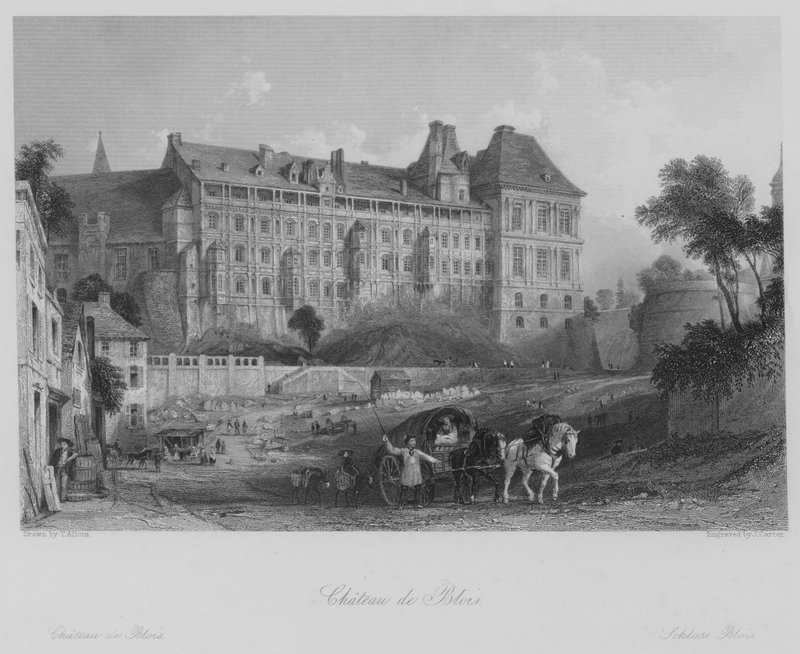Kasteel van Blois (gravure) door Thomas (after) Allom