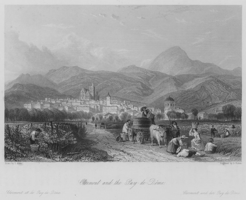Clermont en de Puy-de-Dôme (gravure) door Thomas (after) Allom