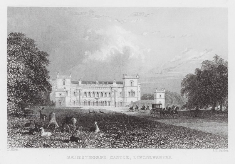 Grimsthorpe Castle, Lincolnshire (gravure) door Thomas (after) Allom
