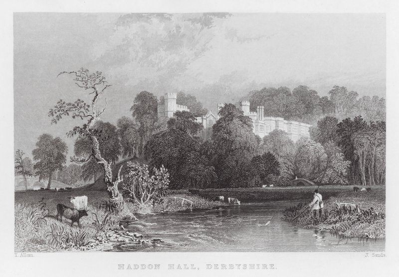 Haddon Hall, Derbyshire (gravure) door Thomas (after) Allom