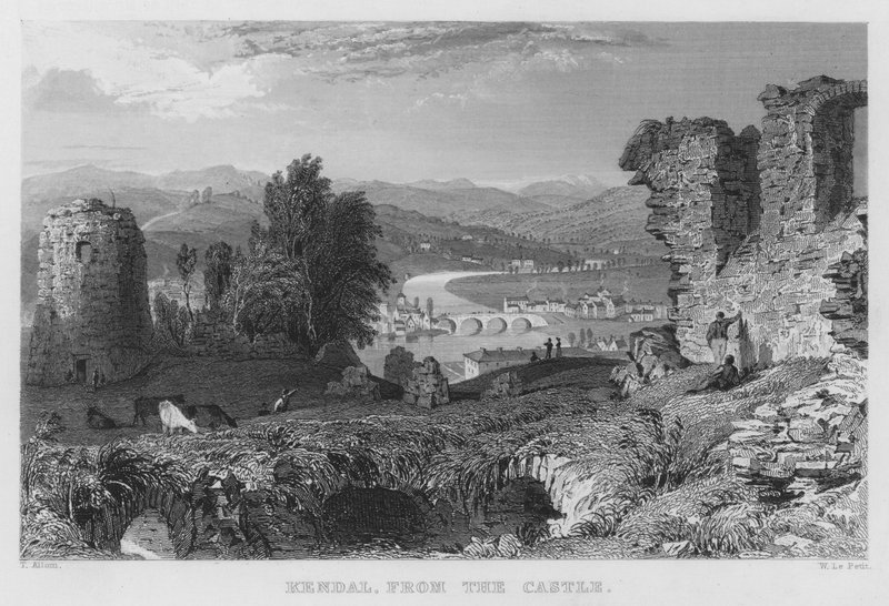 Kendal, vanuit het Kasteel door Thomas (after) Allom