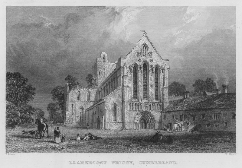 Llanercost Priory, Cumberland door Thomas (after) Allom
