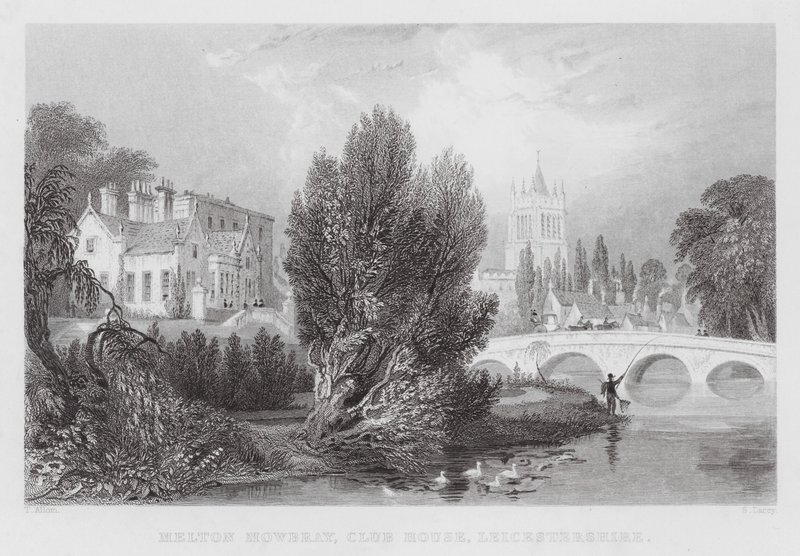 Melton Mowbray, Clubhuis, Leicestershire (gravure) door Thomas (after) Allom