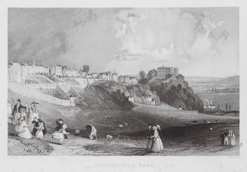 Nottingham Park (gravure) door Thomas (after) Allom