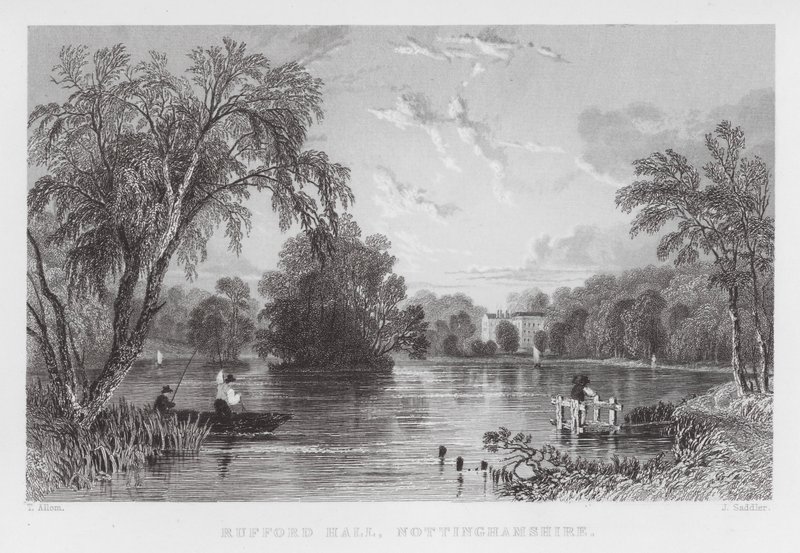 Rufford Hall, Nottinghamshire (gravure) door Thomas (after) Allom