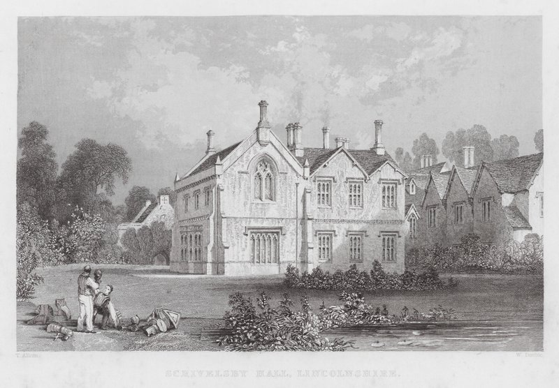 Scrivelsby Hall, Lincolnshire (gravure) door Thomas (after) Allom