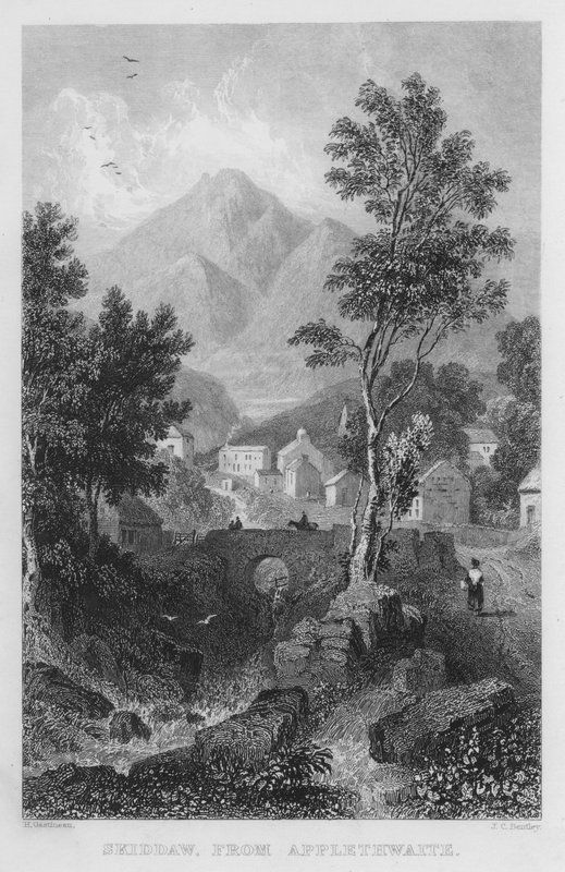 Skiddaw, vanaf Applethwaite door Thomas (after) Allom