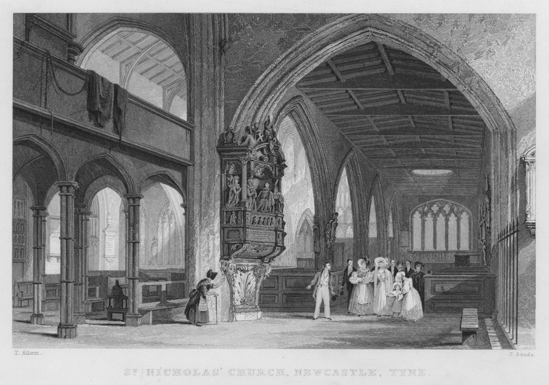 St. Nicolaaskerk, Newcastle, Tyne door Thomas (after) Allom