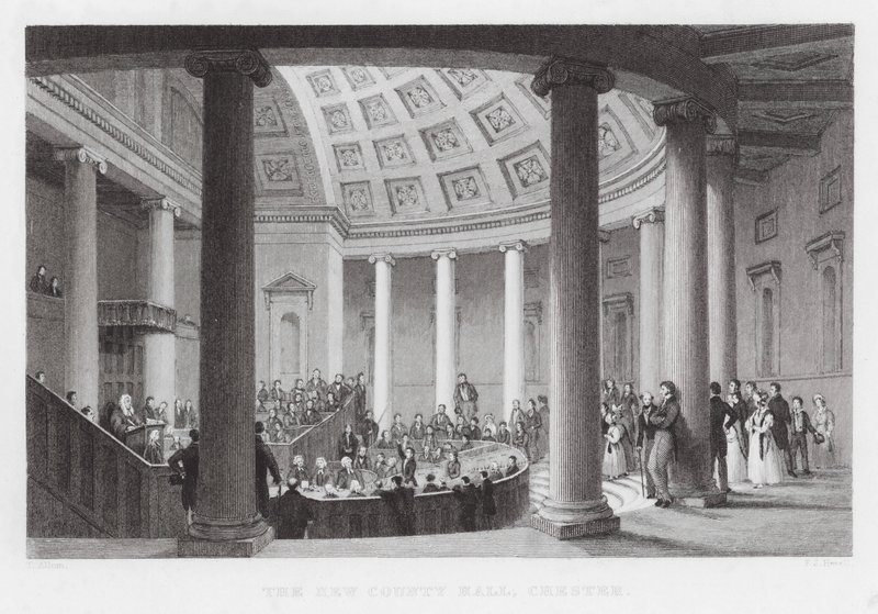 Het Nieuwe Provinciehuis, Chester (gravure) door Thomas (after) Allom