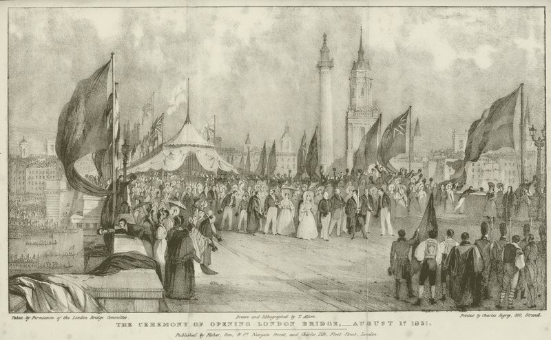 De ceremonie van de opening van de London Bridge door Thomas (after) Allom