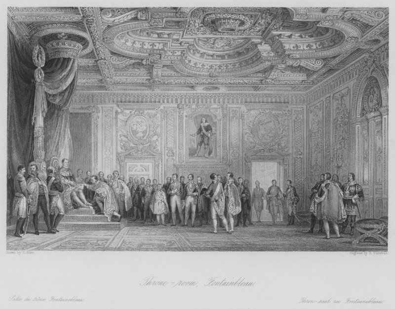 Troonzaal, Fontainebleau (gravure) door Thomas (after) Allom