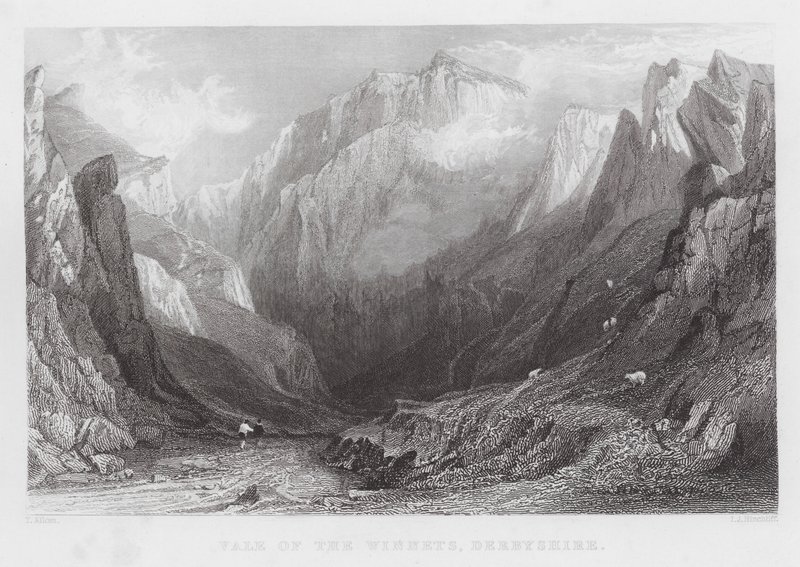 Vale of the Winnets, Derbyshire (gravure) door Thomas (after) Allom