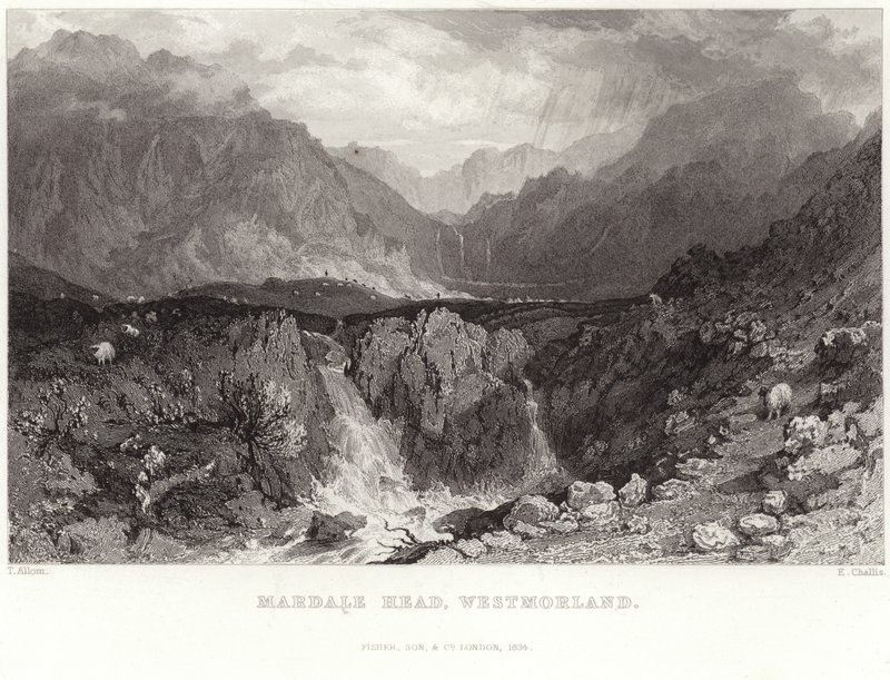 Mardale Head in Westmorland door Thomas Allom