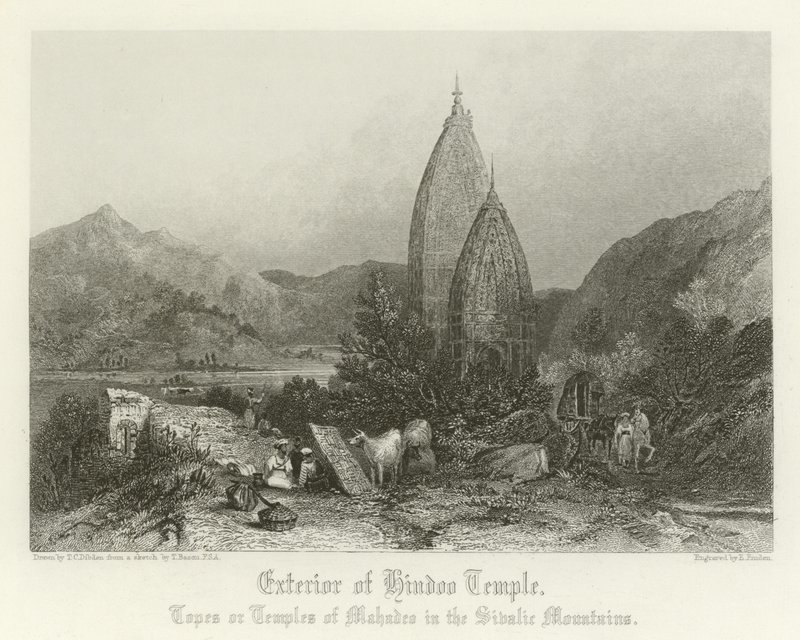 Exterieur van een Hindoeïstische tempel door Thomas Colman Dibdin