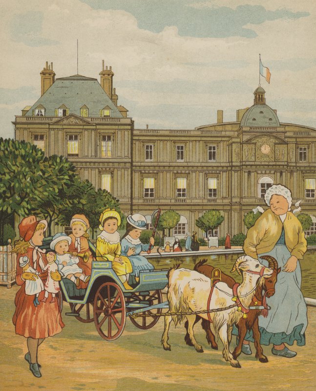 Parijs: de Luxemburgse tuinen (kleur litho) door Thomas Crane