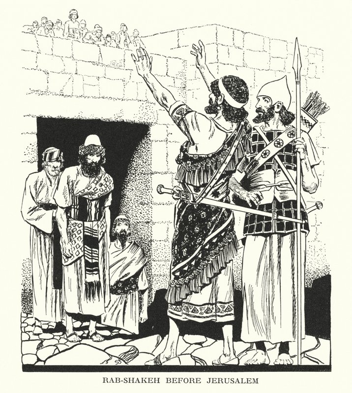 Rab-Shakeh voor Jeruzalem (litho) door Thomas Heath Robinson