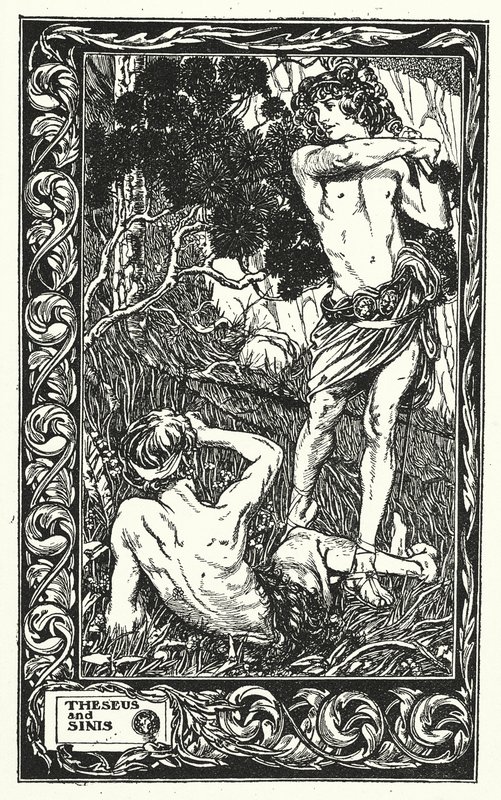 Theseus en Sinis (litho) door Thomas Heath Robinson